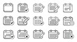 © MSTFARIDA - collection of calendar icons in various layouts and styles for design projects vector illustration set, modern planner symbols, schedule organization elements, minimal UI interface concept.