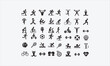 © lokshmon - Illustration  Silhouette Fitness silhouette and line art vector icon set vector illustration