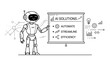 © sumi yati - A cute robot presenting AI business solutions on a whiteboard sketch.