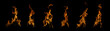 © wasan - Sequence of real fire flames growing from small to large isolated on black background. Collection of burning blaze stages for graphic design, heat energy concept and dynamic motion elements.