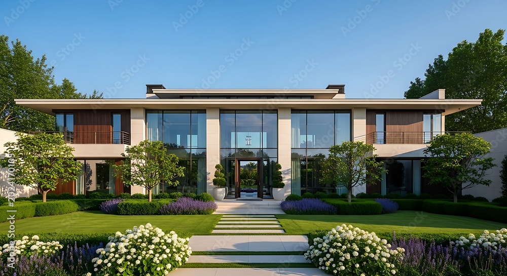 Stunning modern luxury mansion with expansive glass windows and ...