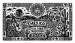 © MDShahinuddin - Abstract Mexican symbolic composition vector in cordel woodcut engraving style isolated on white background