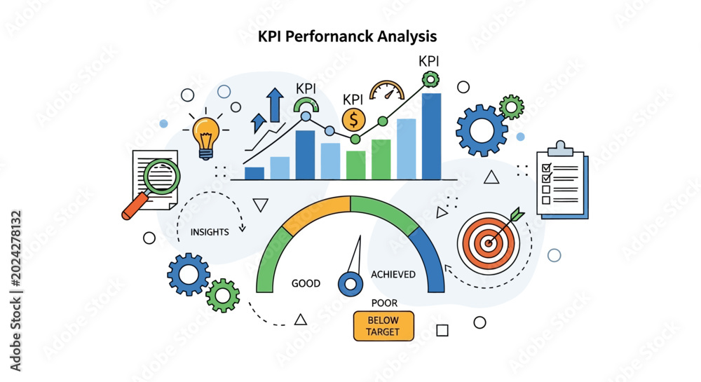 Business Performance Analysis Metrics Dashboard. Stock Vector | Adobe Stock