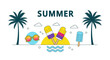 © Watirah_Martodimejo - Colorful summer vacation illustration with ice cream and sunglasses.