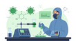 © soma - Scientist in hazmat suit conducts virus research with lab equipment and chemical formulas
