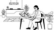 © Dreamy - Businesswoman reviewing financial reports in a modern office lobby