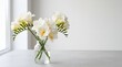 © m0lydar - Pure White Floral Bloom with Golden Center Minimal Studio Scene