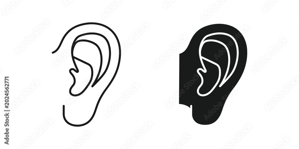 Human ear organ icon vector illustration for hearing and anatomy ...