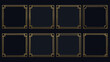 © Sarathi - ten golden rectangular frames arranged in two rows on a black background art deco style