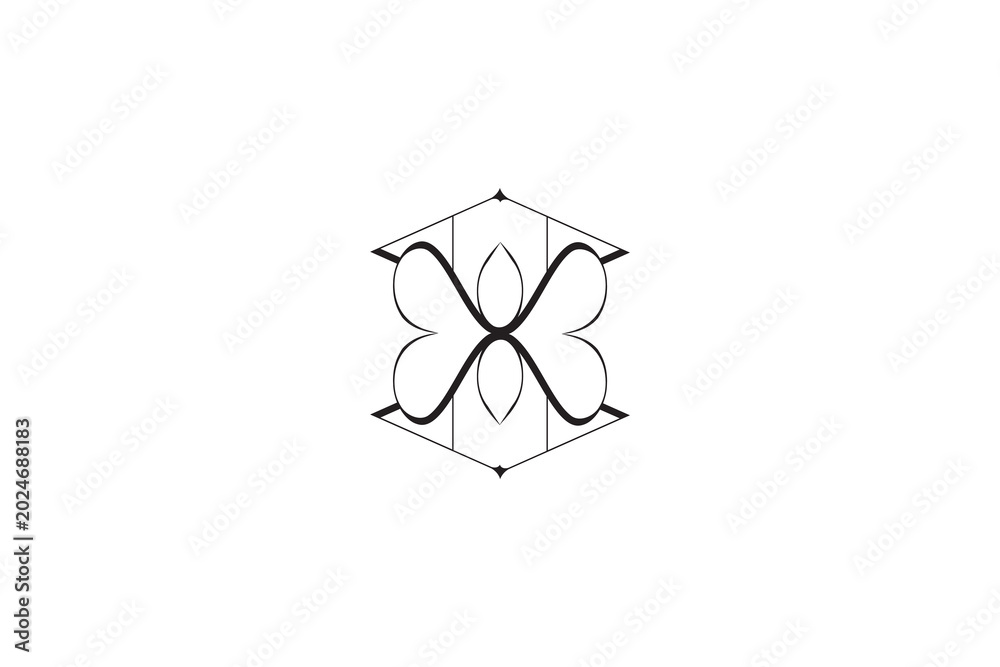 Luxury XS Letter Hexagon Monogram - Elegant Geometric SX Initial Emblem ...