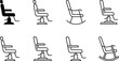 © MDMOJIBAR - Eight diverse chair icons in a clean line art style on a white background representing furniture concepts