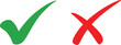 © Hafsa - Check mark icon set. Check box icon with right and wrong buttons, yes or no checkmark icons. green tick box and red cross symbol. Check box icon with right and wrong buttons
