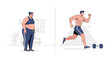 © antoni - Weight loss journey transformation before and after, from obesity to fit athletic body, exercise