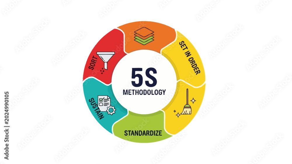 5s methodology circular diagram illustrating lean manufacturing ...