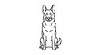 © SLAMET BUDIONO - German Shepherd Dog Sitting, Outline Illustration, Simple Line Art, Pet Portrait