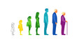 © Tanir - Human Life Cycle Stages: Infancy to Old Age, Colorful Silhouette Progression