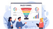 © kavi - Business team analyzing sales funnel data in modern office