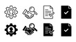 © Design Gallary - User management settings business deal review approved document icons with management handshake magnifying