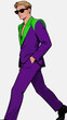 © hakule - Stylish Male Model Walking in Bold Purple and Green Suit