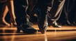 © Tatiana - Man dancer performing ballroom dance on wooden floor. Close up of feet in elegant leather shoe. Professional dancer practicing dance step. Art of dance and hobby activity concept.