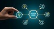 © Riski Digital Studio - Action Plan Strategy Hexagon Icons with Hand