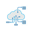 © BlackVault Designs - Cloud Computing Network, Central Cloud With Connected Servers And Database Nodes, Modern Geometric Flat, Industrial Vector Icons And Engineering Elements
