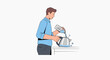 © Felippe Lopes - Man pouring white vinegar into electric kettle for cleaning limescale buildup