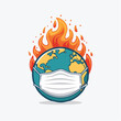 © Sandika - Planet Earth on Fire Wearing a Medical Mask