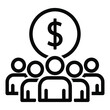 © Sunju - People group icon with dollar sign money symbol above them icon