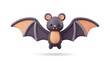 © aridyah - Cartoon purple bat character flying wings spread on white background professional 3D render clay texture