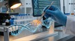 © Ирина Батюк - DNA molecule undergoing precise genome editing, a molecular structure being manipulated by advanced CRISPR-Cas9 technology, illustrating genetic modification engineering.
