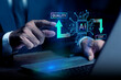 © bigjom - Cost and quality control, Businessman use computer laptop with quality control growth graph and cost reduction. Analysis of Artificial Intelligence Impact on Quality and Cost.