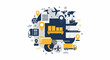 © Asula - Global Logistics and Supply Chain Management Vector Illustration with Shipping and Transportation Icons