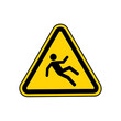 © malik - Caution slippery surface warning sign with falling person on transparent background