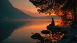 © Abu - Calm spiritual meditation session at lake guided practice supporting emotional healing and peace