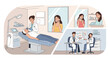 © akana - Dermatology Clinic Illustration. Face Care, Skin Treatment, Doctors meeting.
