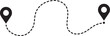 © AKTHERRUZZAMAN - dot line path route travel banner illustration with location map pin icon, destination tracking and navigation path design for tourism marketing, transportation services, travel itinerary graphics, do