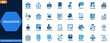 © aura studio - Education icon set. Learning, school, academic, student, teacher, classroom, university, training, knowledge. Editable icons collection. Vector.