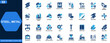 © aura studio - Steel and metal industry icon set. Manufacturing, metallurgy, construction, heavy equipment, machinery, industrial materials, mining, fabrication. Editable icons collection. Vector.
