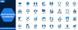 © aura studio - Partnership and teamwork icon set. Leadership, collaboration, cooperation, trust, community, alliance, group, relationship, company. Editable icons collection. Vector.