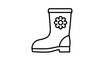 © Salauddin - Simple line icon of a rubber rain boot with a flower decoration for gardening spring weather and children fashion accessory designs.