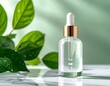 © Bayron - Luxury skincare serum bottle on marble surface with soft natural light, minimalist beauty product photography