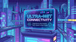 © john - Futuristic neon-lit urban landscape at night, showcasing a digital billboard advertising high-speed connectivity for a technologically advanced smart city