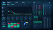 © 24 std - Dark Crypto Trading Exchange Dashboard Interface. A stock market trading platform offering a variety of stocks and cryptocurrencies. Vector UI  fintech dashboard showing crypto trading charts.