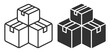 © gerik_a - stack of three cardboard boxes line art and solid icon vector illustration on transparent background