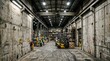 © My Mum  - Forklift operating within a vast industrial warehouse, moving goods between storage racks