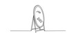 © Badhon_Art Gallery - Single line drawing of a standing mirror with a stand Vector, illustration