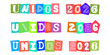 © velikiyzayats - UNIDOS 2026 letras estilo collage de recortes de revista, diseno tipografico colorido para eventos sociales, celebraciones comunitarias y proyectos de unidad
