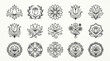 © Akun - Collection of Hand Drawn Floral Emblems and Ornate Decorative Elements.