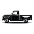© MSTMARZINA - Pickup truck vehicle silhouette icon isolated on white background commercial cargo auto.